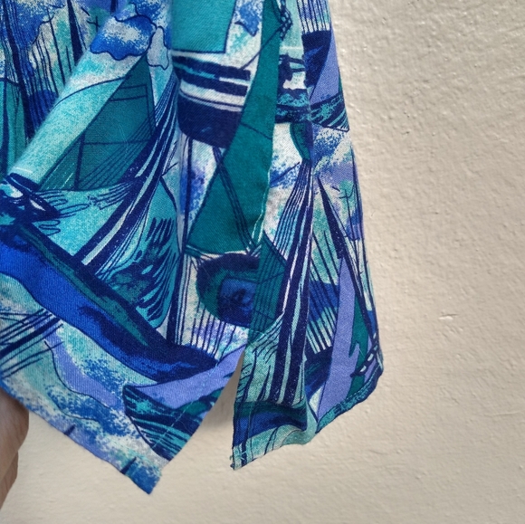 Vintage 90's Baxter International Men's Sailboat Pattern S/S Button Up, Size L - Picture 4 of 6